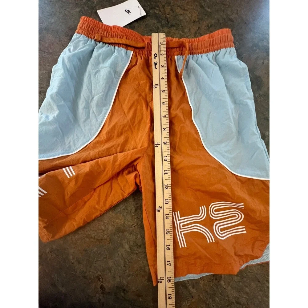 Nike Kids Standard Fit Mesh-Lined‎ Athletic Shorts Large Orange & Light Blue